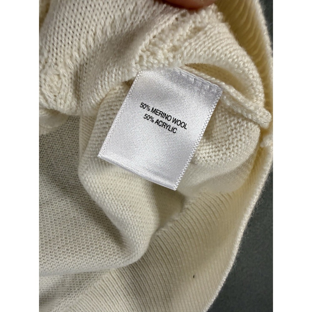 Brand New Mens Murano Cream Textured Shawl Collar Merino Sweater Size M - Picture 4 of 10